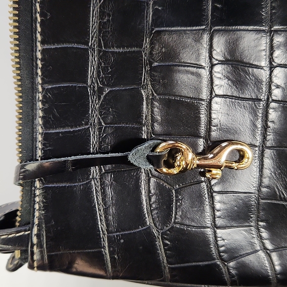 Dooney and  Bourke Croco Embossed Black Shoulder Strap Purse - Picture 8 of 15
